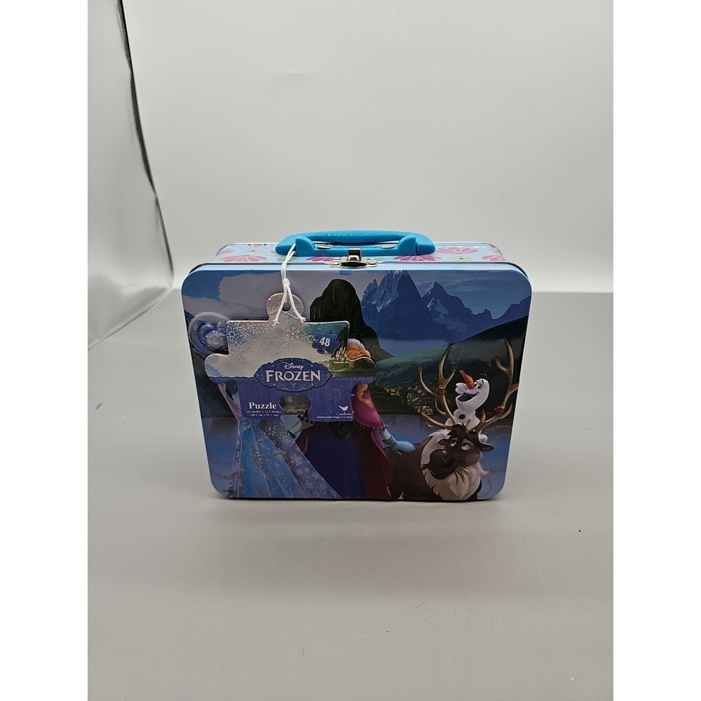 Disney Frozen 2 48 Piece Jigsaw Puzzle Metal Tin Lunch Box 15" x 12.5" Complete